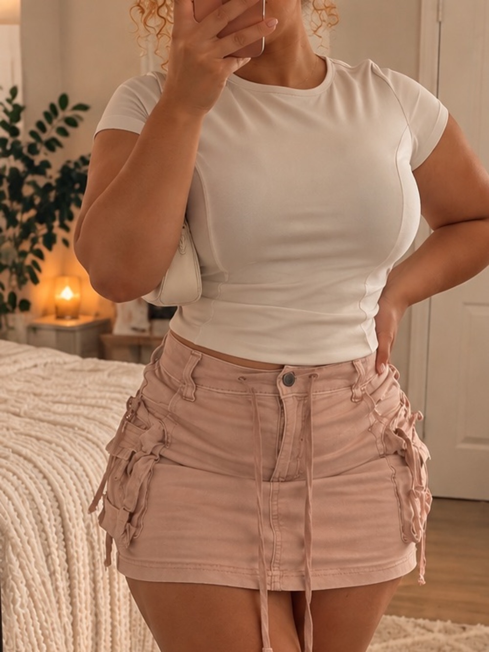American Eagle Outfitters Blush Pink Cargo Mini Skort